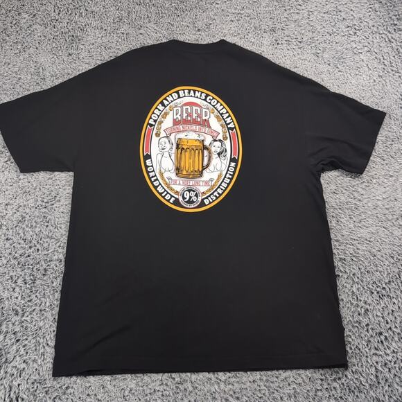 Pork and Beans Shirt Adult Extra Large Black Funny Beer Turning Nickels to Dimes - Picture 5 of 6